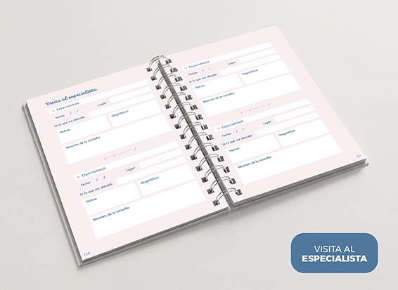 Hojas internas de visitas al especialista del cuaderno pediatrico